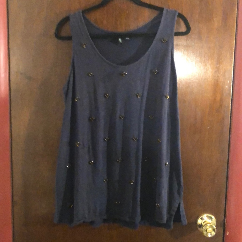 Cynthia Rowley 1X Navy Blue Sleeveless Blouse